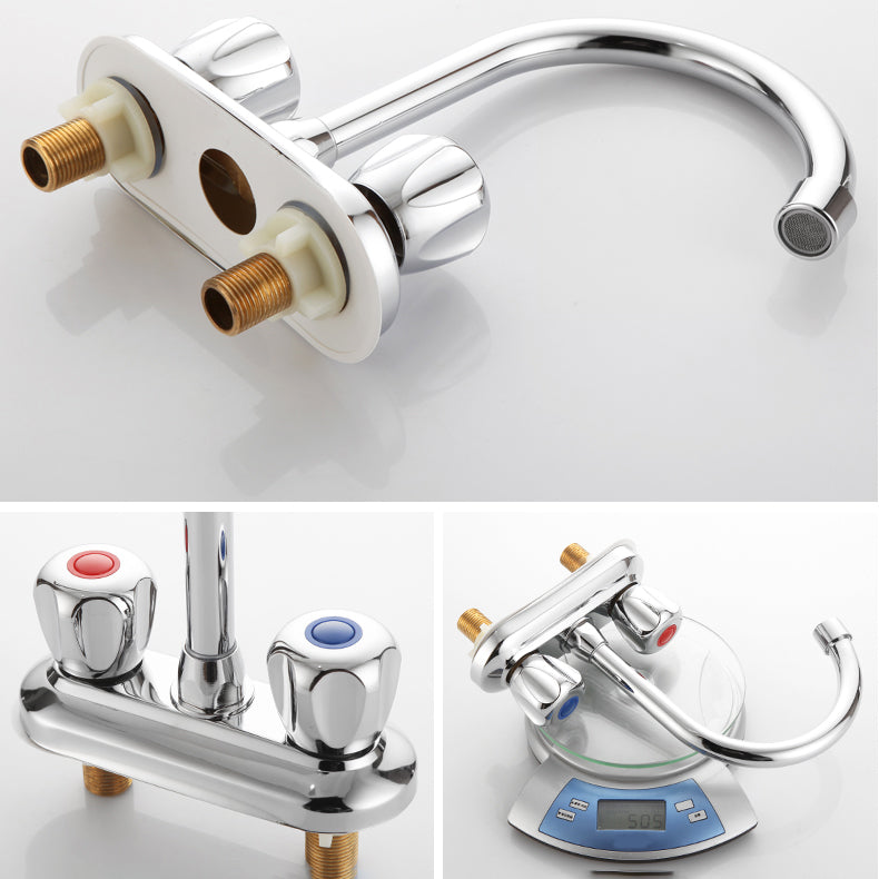 Circular 2-handle Bathroom Faucet Contemporary Brass Vessel Faucet