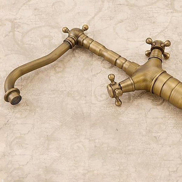 Glam Basin Lavatory Faucet Brass 2 Cross Handles with Water Hose  Bathroom Faucet