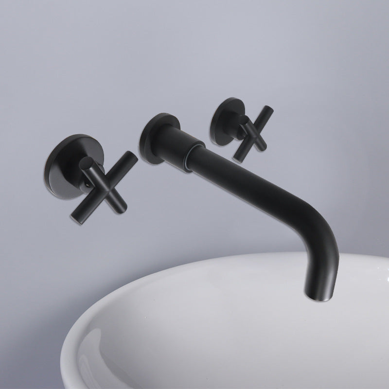 Modern Wall Mounted Sink Faucet Cross Handles Wall Mounted Faucets