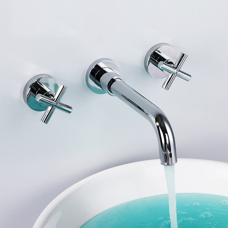 Modern Wall Mounted Sink Faucet Cross Handles Wall Mounted Faucets