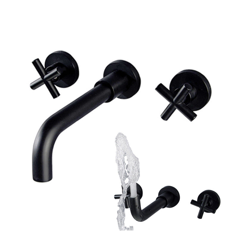 Modern Wall Mounted Sink Faucet Cross Handles Wall Mounted Faucets