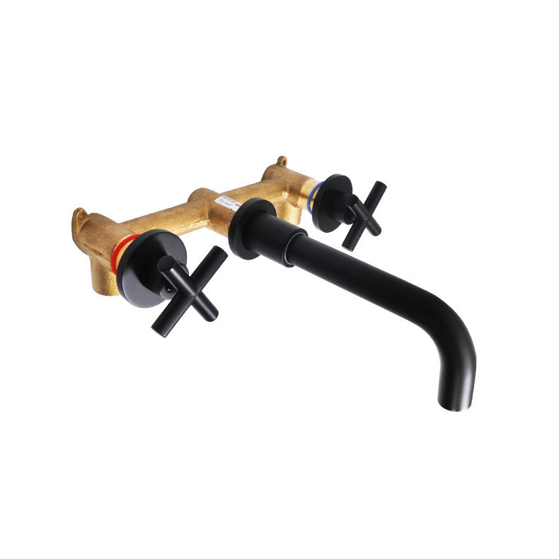 Modern Wall Mounted Sink Faucet Cross Handles Wall Mounted Faucets