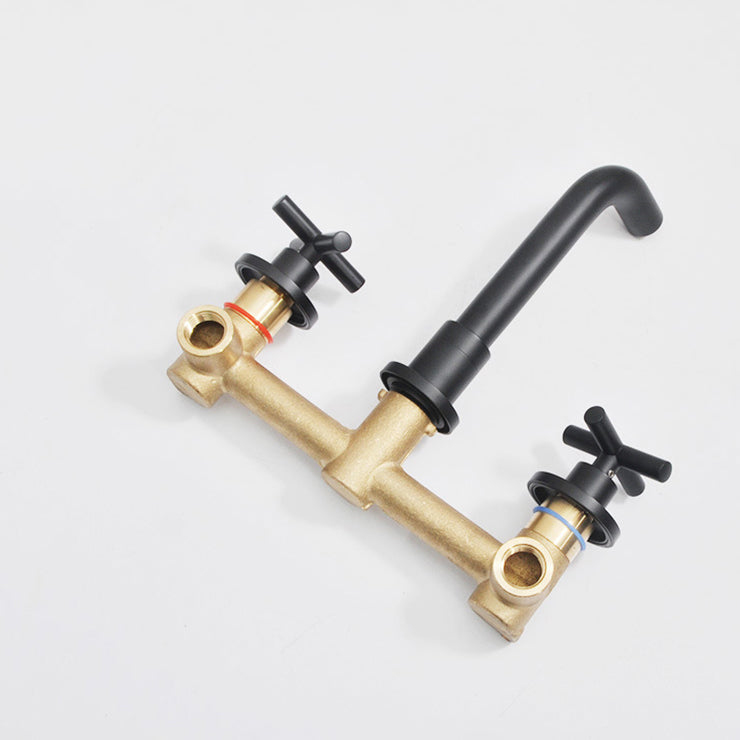 Modern Wall Mounted Sink Faucet Cross Handles Wall Mounted Faucets
