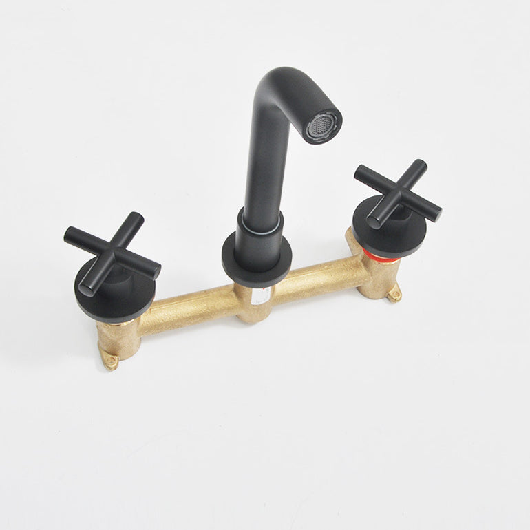 Modern Wall Mounted Sink Faucet Cross Handles Wall Mounted Faucets