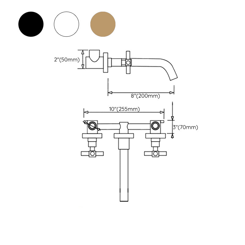 Modern Wall Mounted Sink Faucet Cross Handles Wall Mounted Faucets