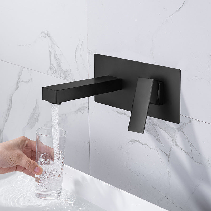 Contemporary Metal Sink Faucet Copper Wall Mounted Bathroom Faucet