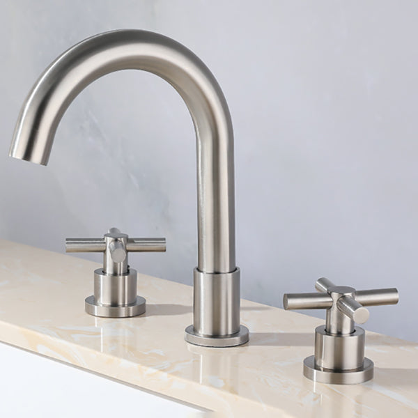 Stainless Steel Sink Faucet Circular Cross Handles Faucet for Bathroom
