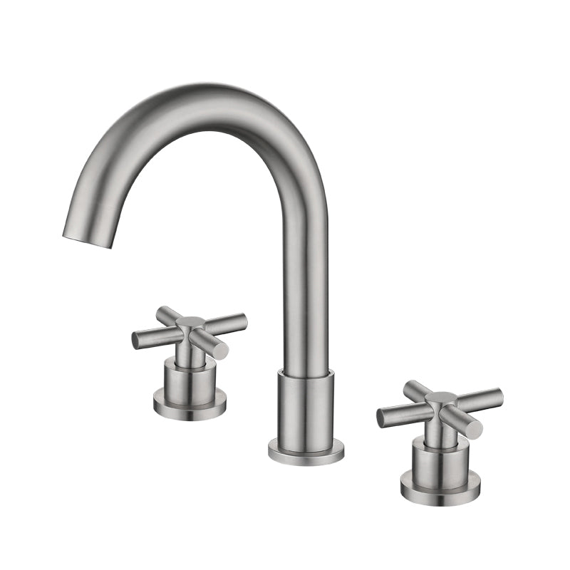 Stainless Steel Sink Faucet Circular Cross Handles Faucet for Bathroom