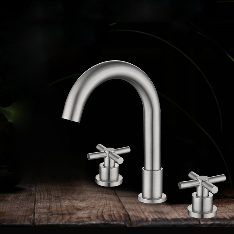 Stainless Steel Sink Faucet Circular Cross Handles Faucet for Bathroom