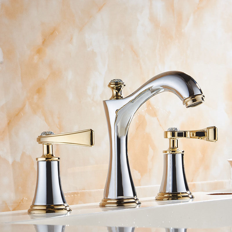 Widespread Faucet Glam Style 2 Lever Handles Faucet for Bathroom
