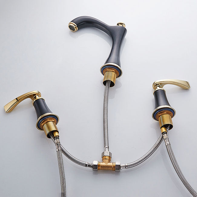 Widespread Faucet Glam Style 2 Lever Handles Faucet for Bathroom