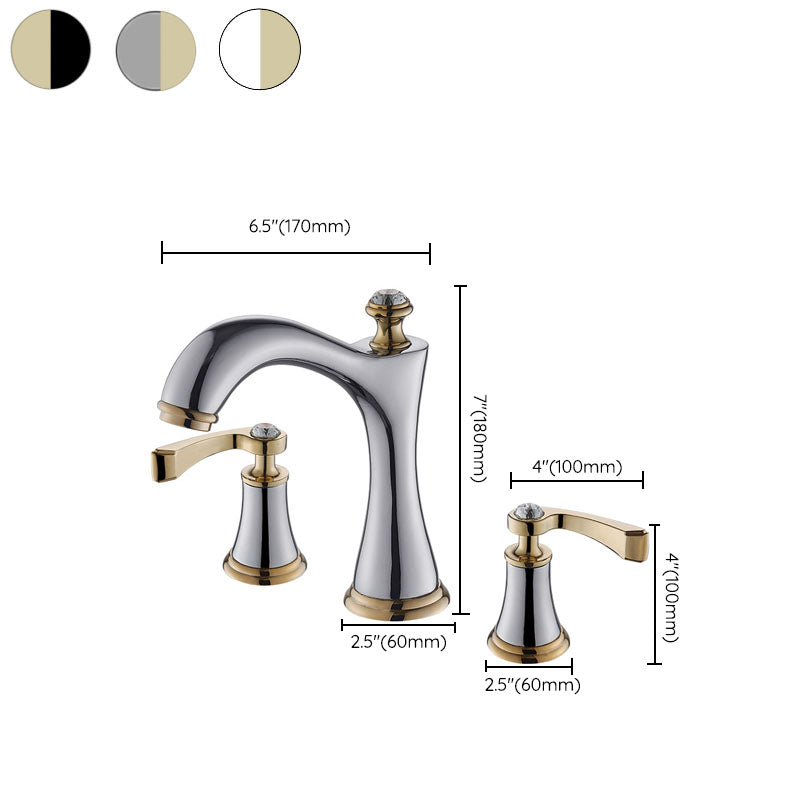 Widespread Faucet Glam Style 2 Lever Handles Faucet for Bathroom