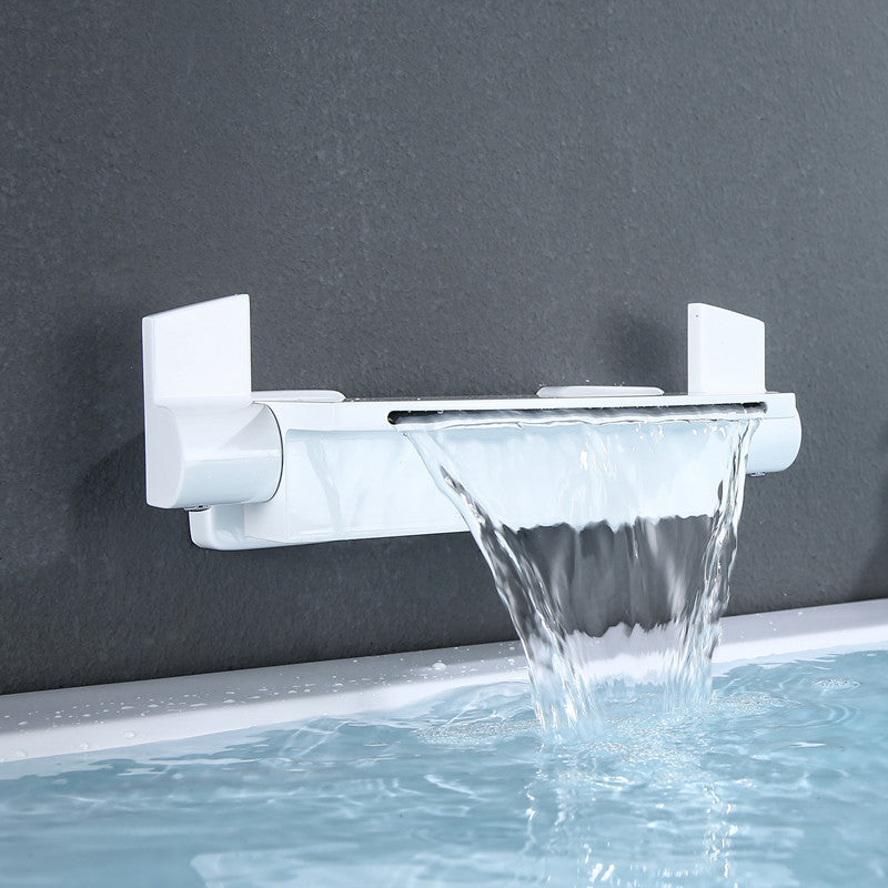 Wall Mounted Metal Tub Filler Low Arc Waterfall Bathroom Tub Faucet Trim