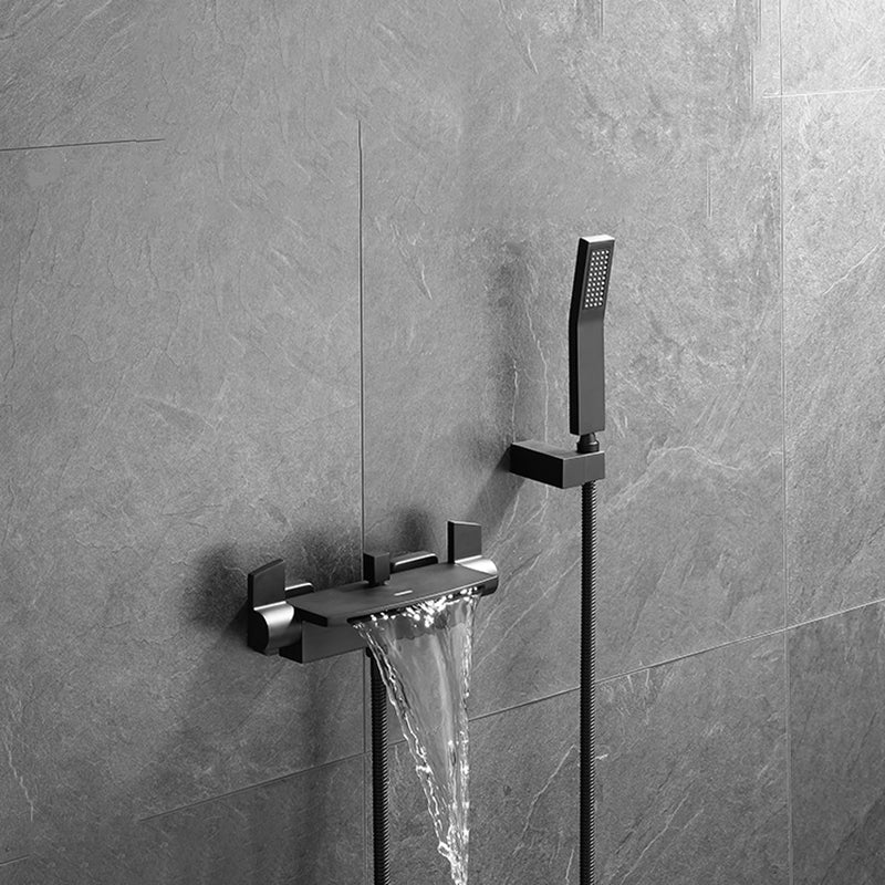 Wall Mounted Metal Tub Filler Low Arc Waterfall Bathroom Tub Faucet Trim