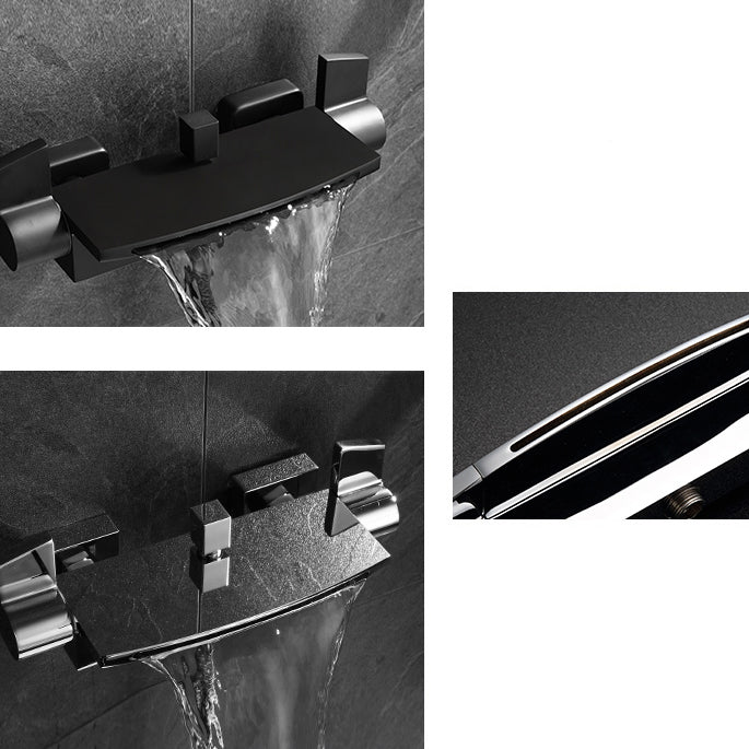 Wall Mounted Metal Tub Filler Low Arc Waterfall Bathroom Tub Faucet Trim