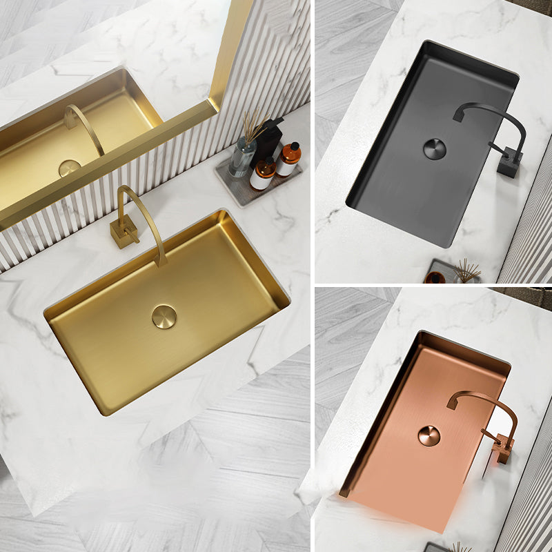 Modern Bathroom Sink Rectangular Metal Drop-in Bathroom Sink with Pop-Up Drain