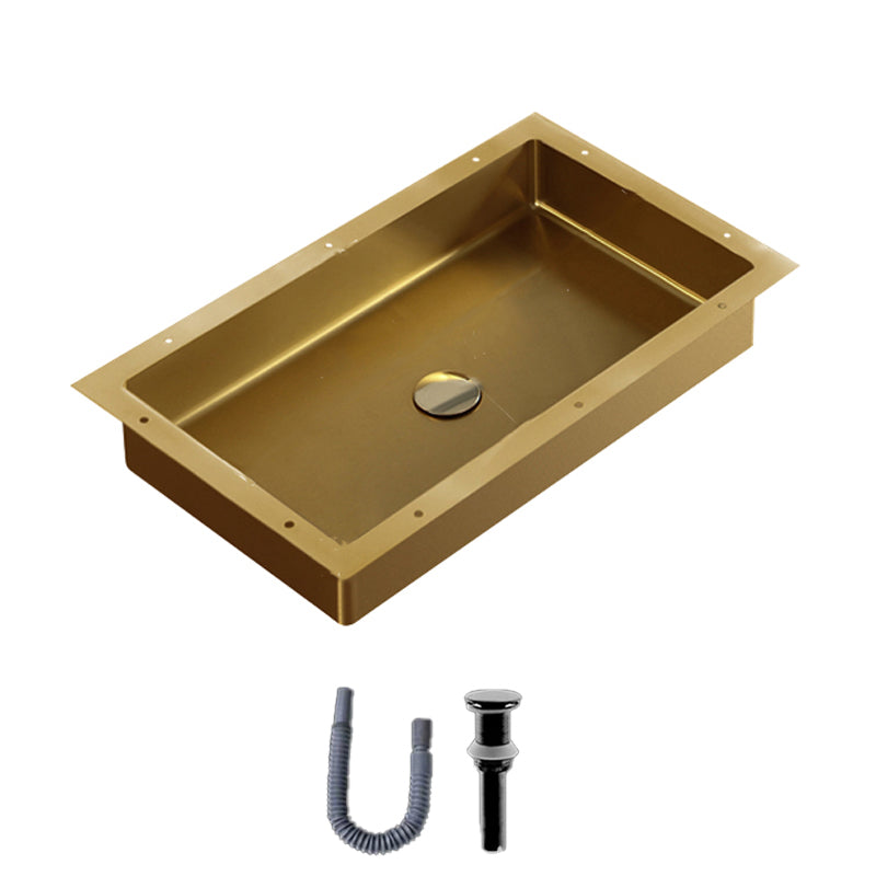 Modern Bathroom Sink Rectangular Metal Drop-in Bathroom Sink with Pop-Up Drain
