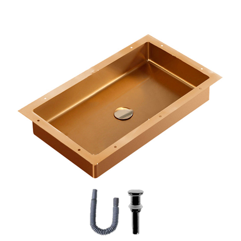 Modern Bathroom Sink Rectangular Metal Drop-in Bathroom Sink with Pop-Up Drain