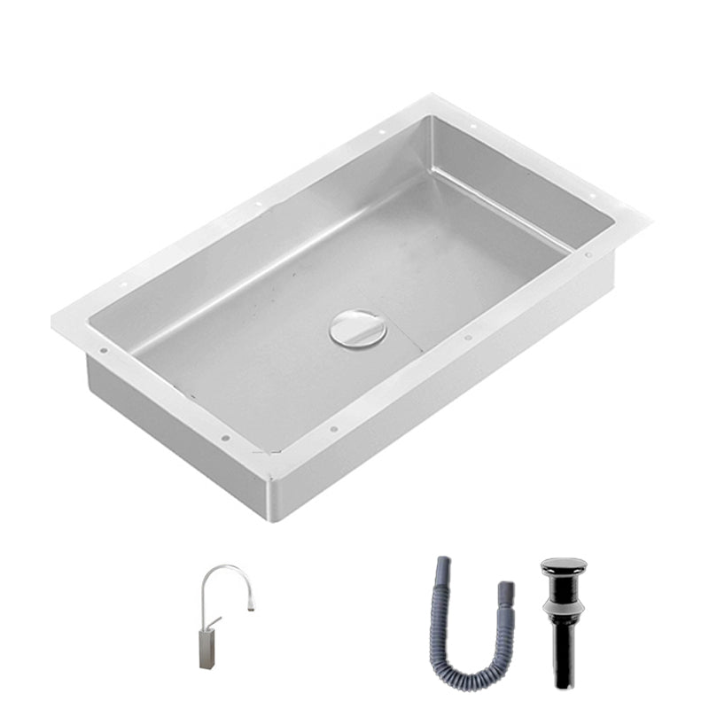 Modern Bathroom Sink Rectangular Metal Drop-in Bathroom Sink with Pop-Up Drain