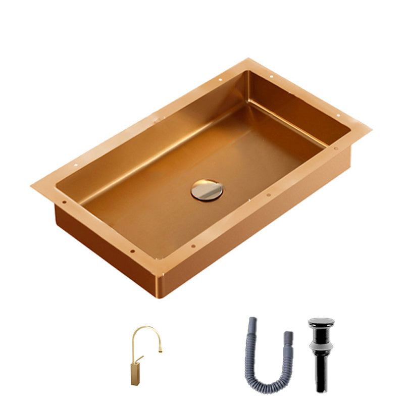 Modern Bathroom Sink Rectangular Metal Drop-in Bathroom Sink with Pop-Up Drain