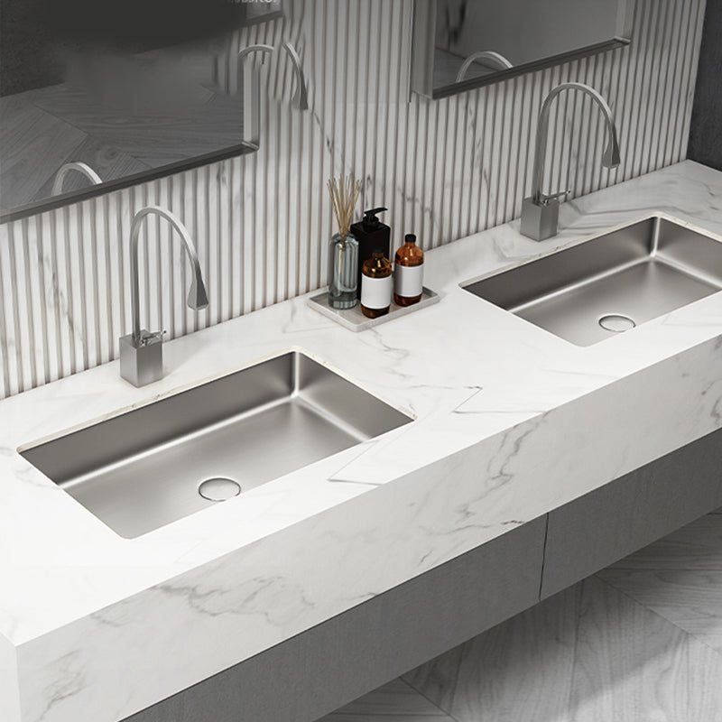 Modern Bathroom Sink Rectangular Metal Drop-in Bathroom Sink with Pop-Up Drain
