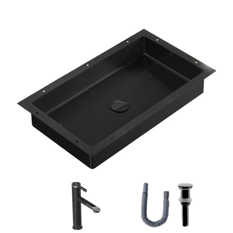 Modern Bathroom Sink Rectangular Metal Drop-in Bathroom Sink with Pop-Up Drain