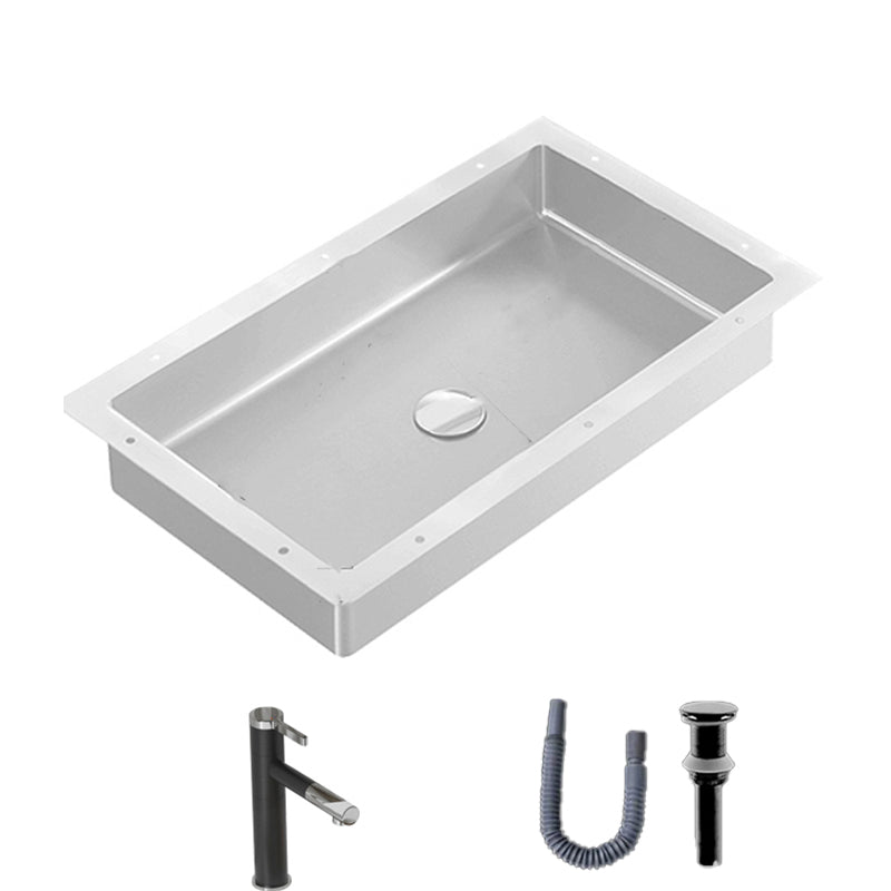 Modern Bathroom Sink Rectangular Metal Drop-in Bathroom Sink with Pop-Up Drain