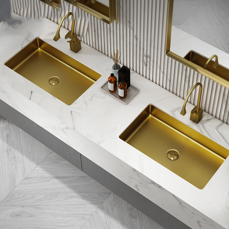Modern Bathroom Sink Rectangular Metal Drop-in Bathroom Sink with Pop-Up Drain