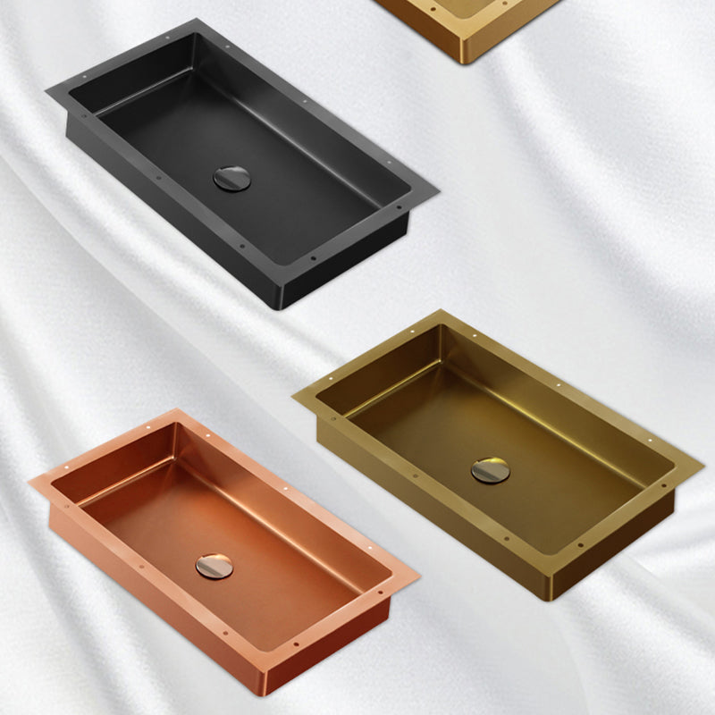 Modern Bathroom Sink Rectangular Metal Drop-in Bathroom Sink with Pop-Up Drain