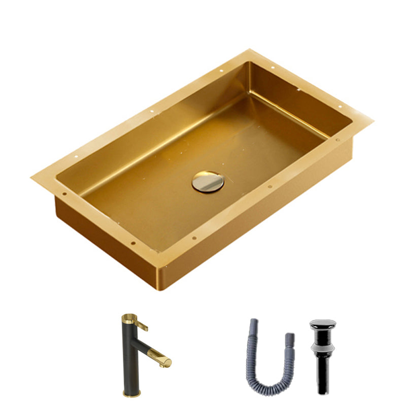 Modern Bathroom Sink Rectangular Metal Drop-in Bathroom Sink with Pop-Up Drain