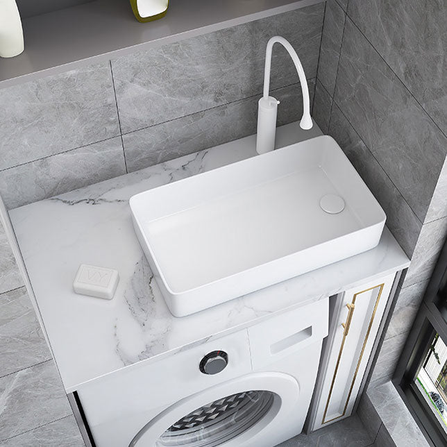 Modern Bathroom Sink White Ceramic Rectangular Bathroom Vessel Sink
