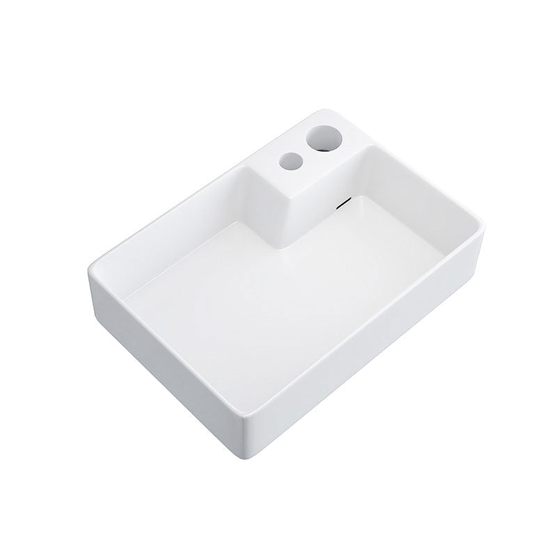 Modern Bathroom Sink White Ceramic Rectangular Bathroom Vessel Sink