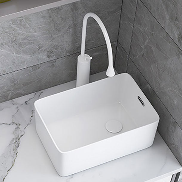 Modern Bathroom Sink White Ceramic Rectangular Bathroom Vessel Sink