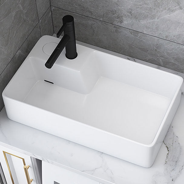 Modern Bathroom Sink White Ceramic Rectangular Bathroom Vessel Sink