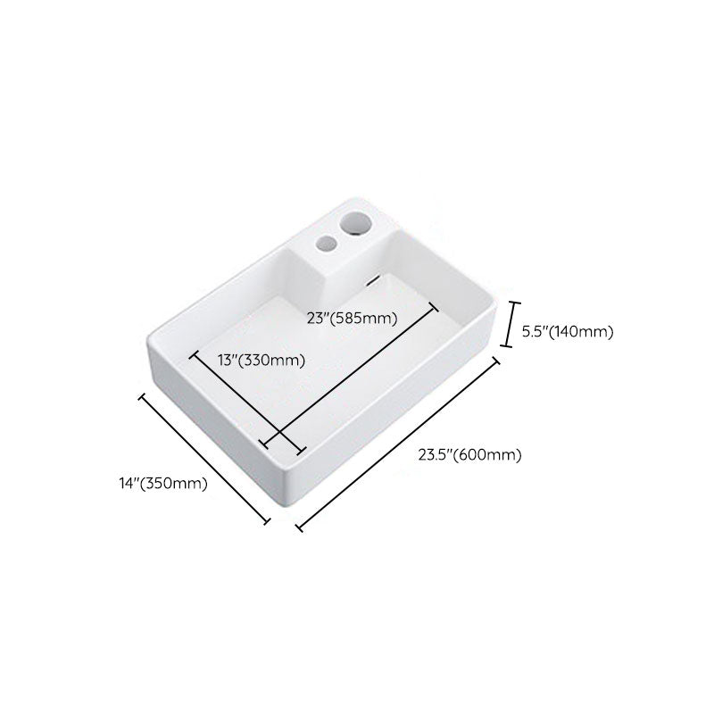 Modern Bathroom Sink White Ceramic Rectangular Bathroom Vessel Sink