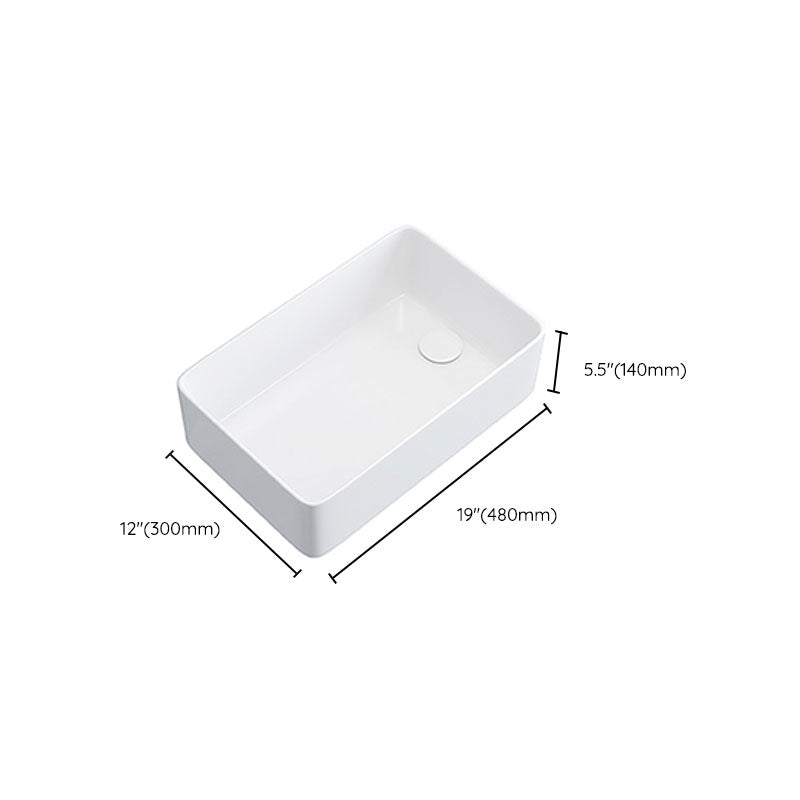 Modern Bathroom Sink White Ceramic Rectangular Bathroom Vessel Sink