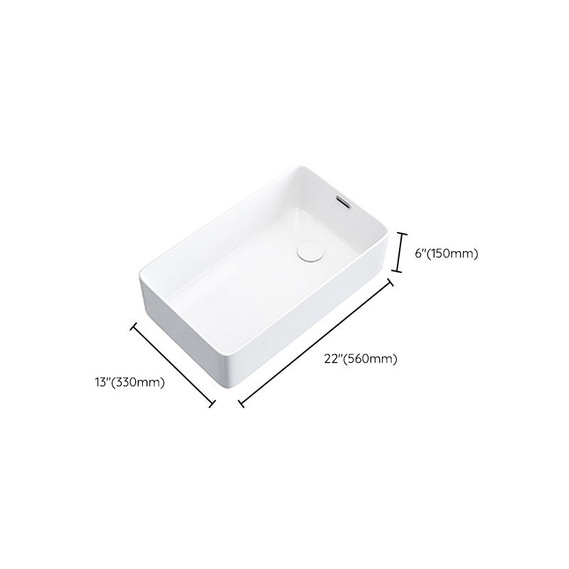 Modern Bathroom Sink White Ceramic Rectangular Bathroom Vessel Sink