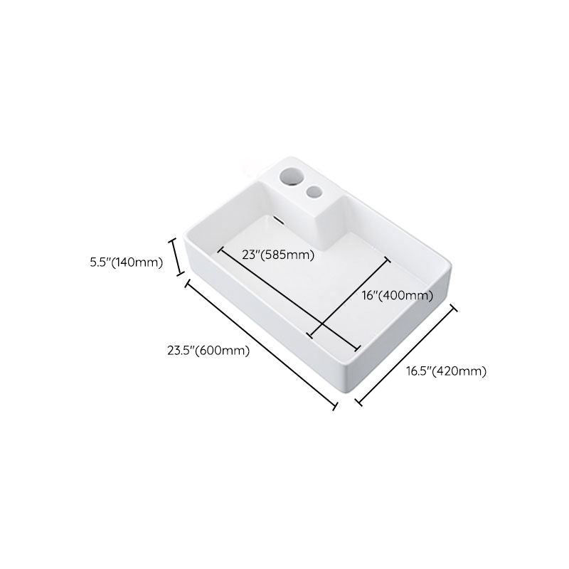 Modern Bathroom Sink White Ceramic Rectangular Bathroom Vessel Sink