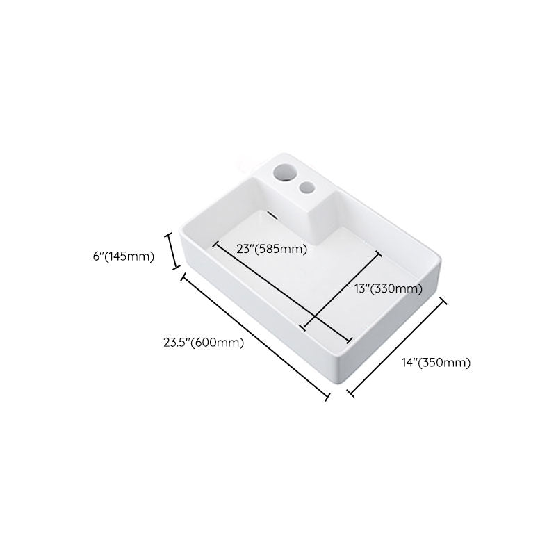 Modern Bathroom Sink White Ceramic Rectangular Bathroom Vessel Sink