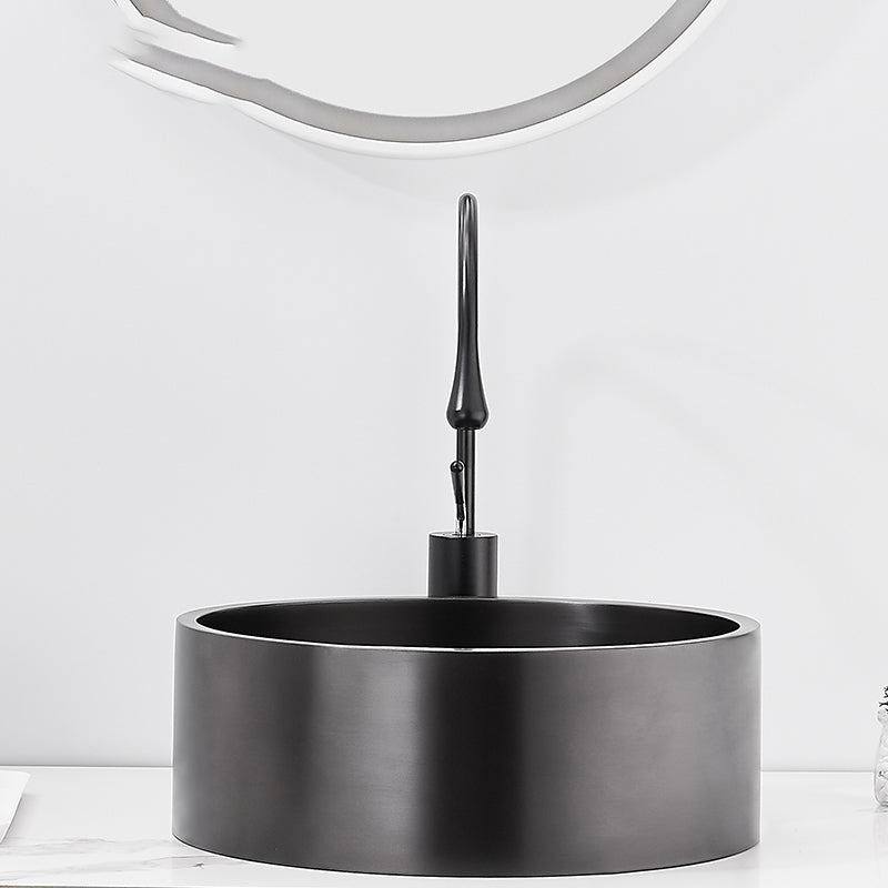 Modern Bathroom Sink Metal Round Vessel Bathroom Sink with Pop-Up Drain