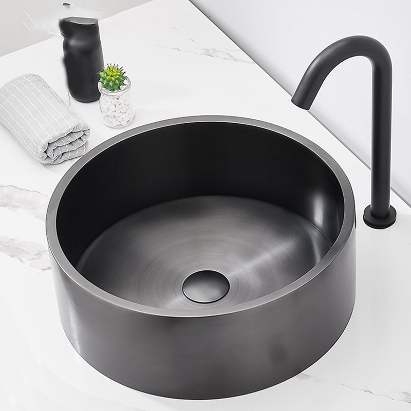 Modern Bathroom Sink Metal Round Vessel Bathroom Sink with Pop-Up Drain