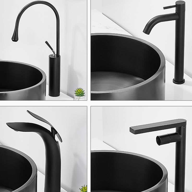 Modern Bathroom Sink Metal Round Vessel Bathroom Sink with Pop-Up Drain