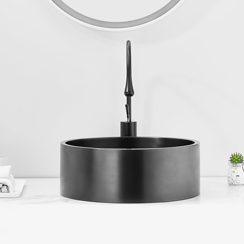 Modern Bathroom Sink Metal Round Vessel Bathroom Sink with Pop-Up Drain