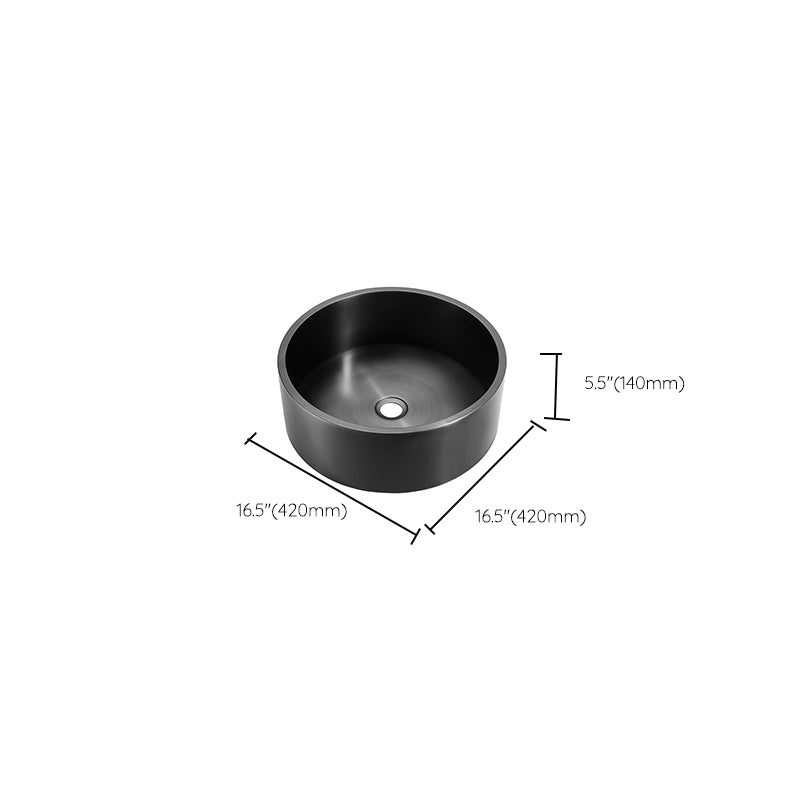 Modern Bathroom Sink Metal Round Vessel Bathroom Sink with Pop-Up Drain