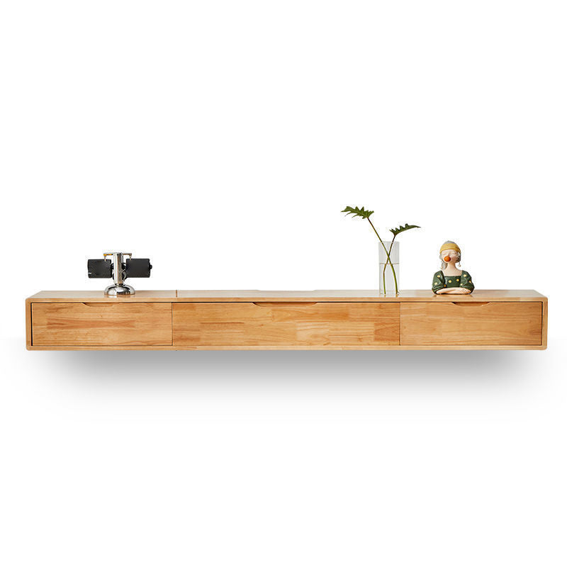Modern Rubber Wood TV Stand Console Floating TV Media Stand for Living Room