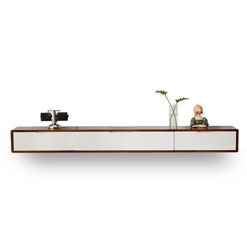 Modern Rubber Wood TV Stand Console Floating TV Media Stand for Living Room