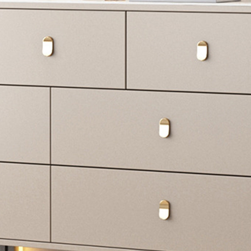 Glam Horizontal Double Dresser Stone Storage Chest with Drawers for Bedroom
