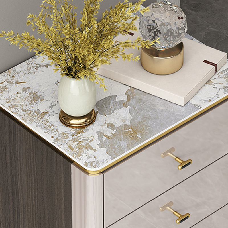 Glam Vertical Lingerie Chest Stone Storage Chest with Drawers for Bedroom