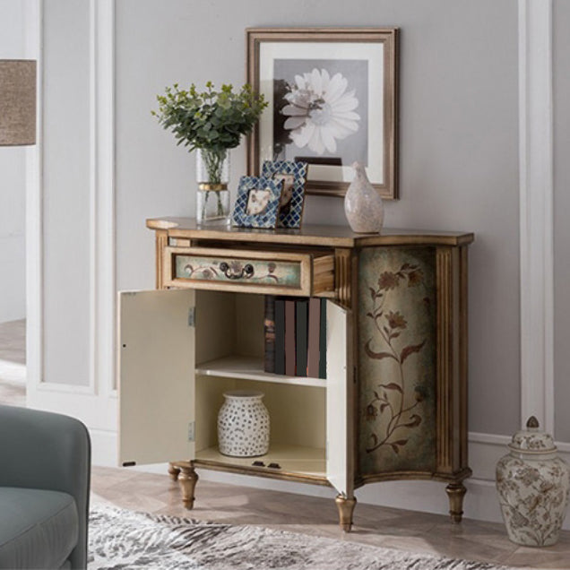 Mid-Century Modern Wooden End Table Half Moon Console Accent Table for Hall