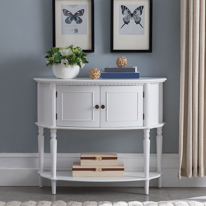 Mid-Century Modern Wooden End Table Half Moon Accent Table for Hall
